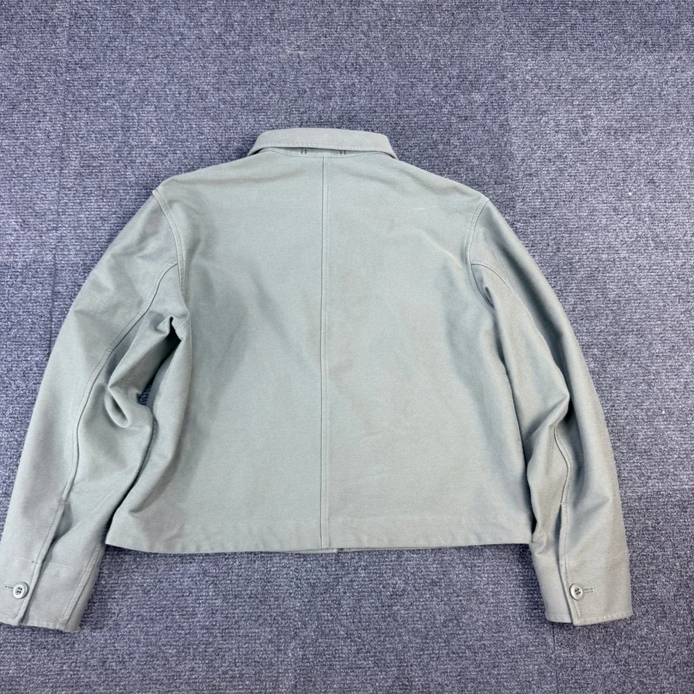 Uniqlo Womens Sz S Sage Green Utility Chore Relaxed Jacket Stretch Cropped - Picture 2 of 8